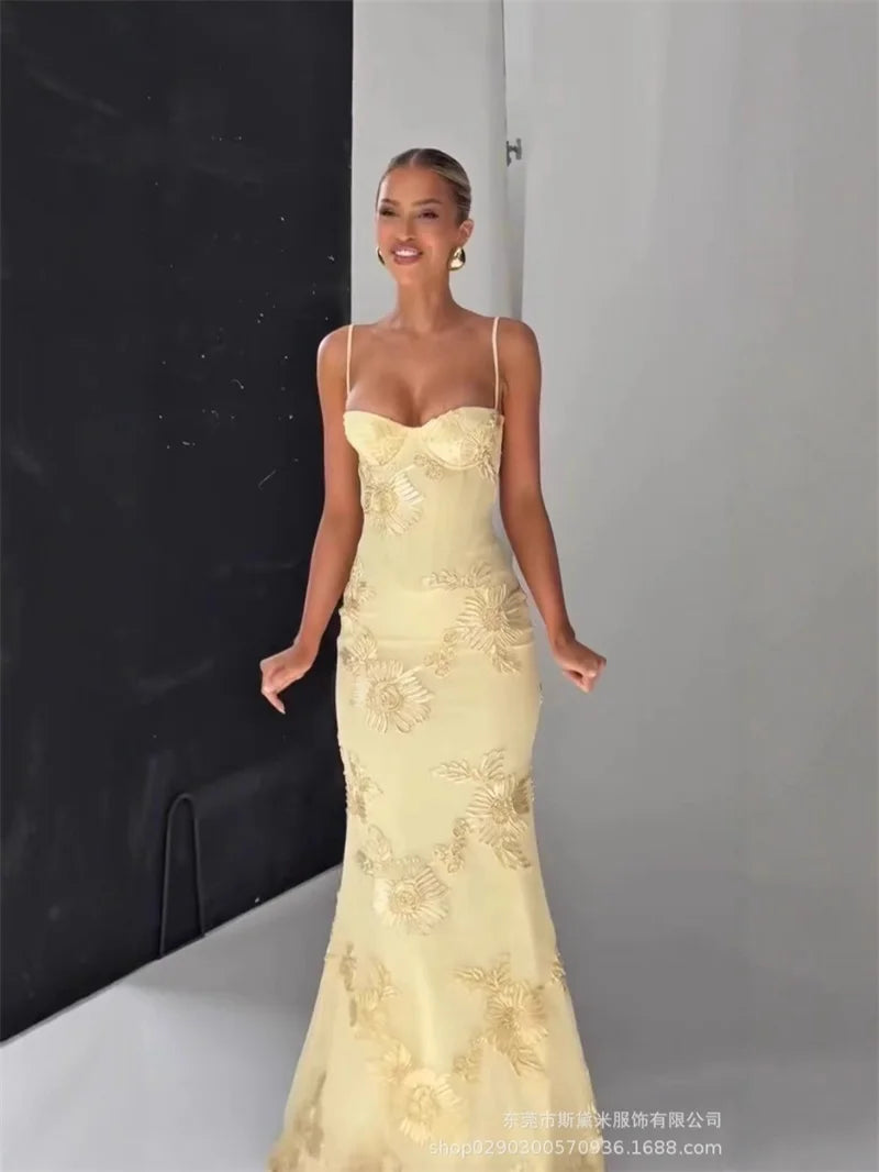 Embroidered Corset Dress With Sleeveless Silhouette