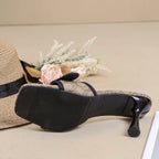 Classic Printed High-Heeled Slide Sandals