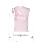 Irregular Neckline Sleeveless Tank Top For Women Slim Fit