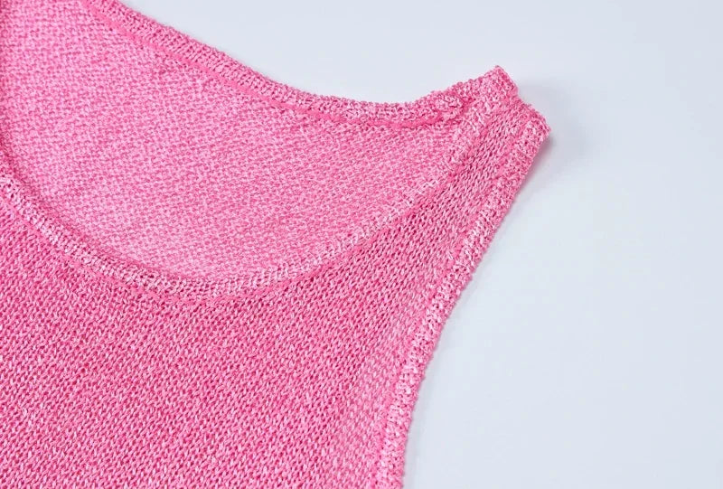 Knit Mini Dress With Tassels And Glitter