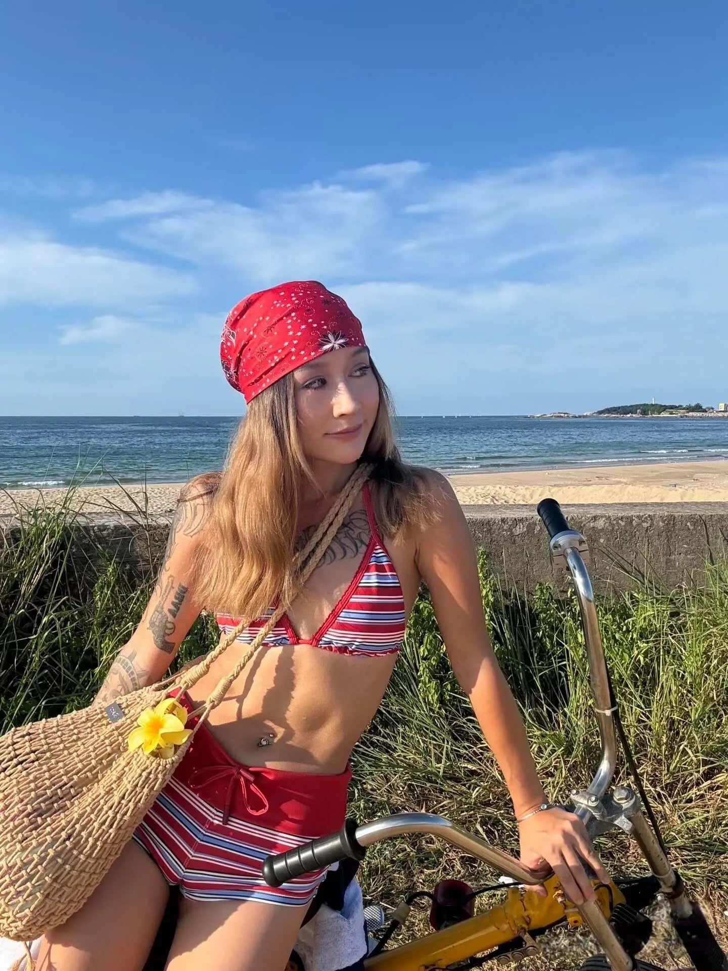 Striped Two-piece Bikini With Tie Dot Pattern Chic Beachwear Swimsuit For Summer Vibes