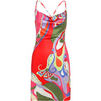 Colorful Print Backless Bodycon Mini Dress