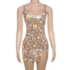 Floral Sequin Mini Dress With Spaghetti Straps