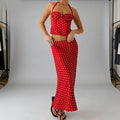 Two-Piece Set Women's Sexy Polka Dot Top Casual Maxi Skirts Sets
