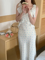 Allover Printed Dress With V Neckline Ruffles And Sleeveless Silhouette