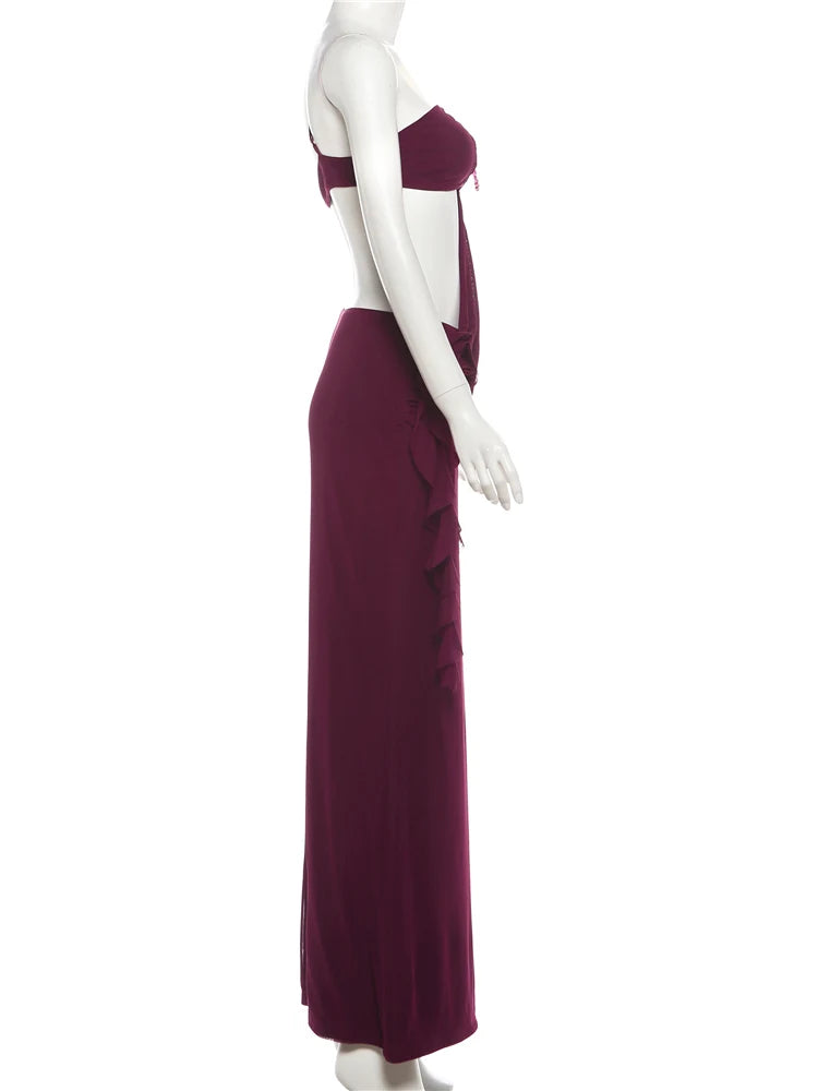 Pearl Chain Halter Backless Bodycon Dress With Patchwork Flowers