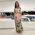 Flirty Printed Halter Backless Dress For Summer Party Chic Evening Outfits Slim High Waist