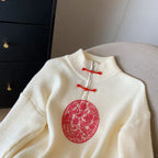 Vintage Knit Sweater With V Neck And Loose Fit