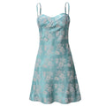 Spaghetti Strap Backless Mini A-line for Woman Satin Flower Green Brunch Dress