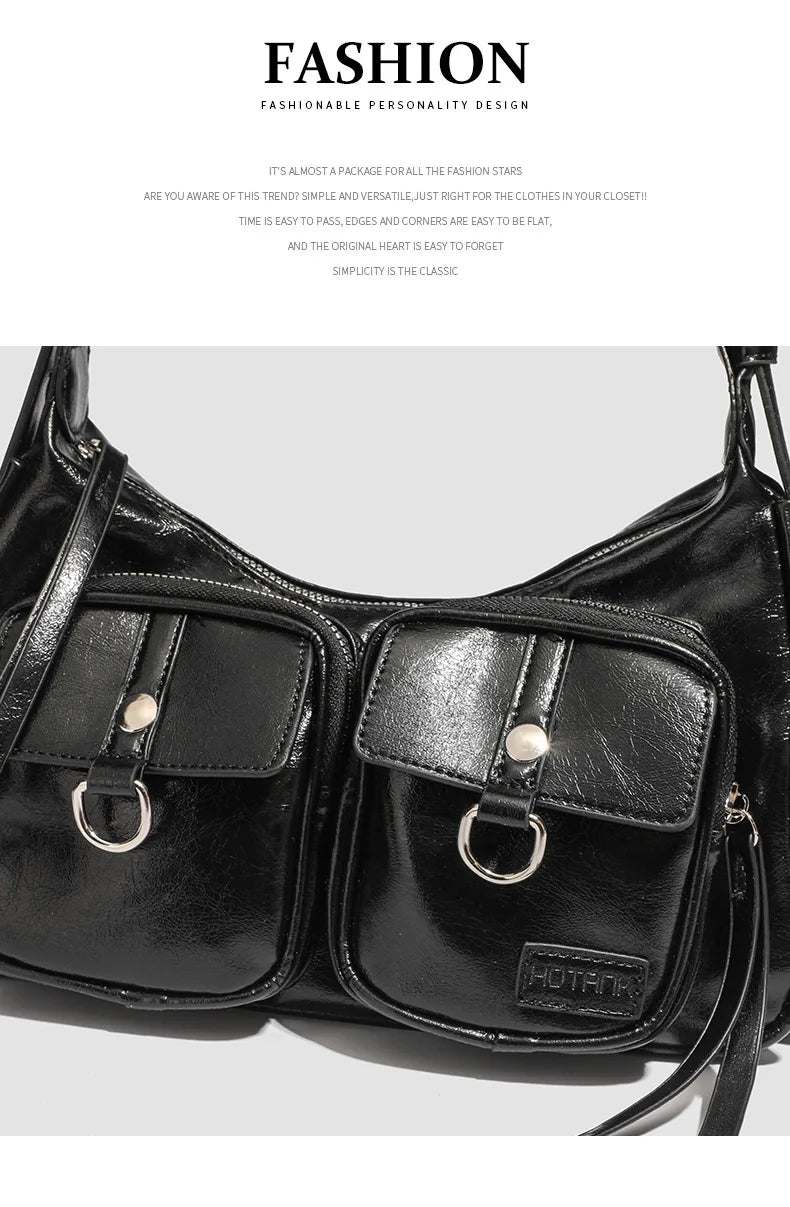 Urban Minimalist Women's Shoulder Bag in PU Leather With Zipper