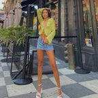 Chiffon Sheer Crop Tank Top With V Neck And Flare Sleeves