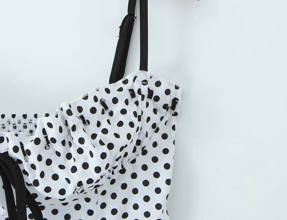 Sexy Sweet Girl Plaid Polka Dot Camis Cotton Top