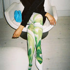 Tie Dye Mesh Stockings With Sheer Finish And Hollow Out Pattern