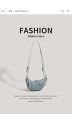 Denim Blue Crossbody Bag For Women With Harajuku Street Flair And Modern High Street Style