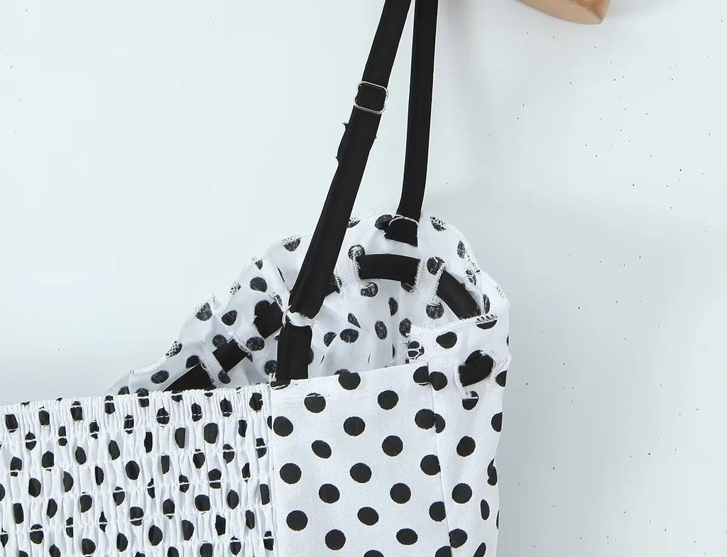 Sexy Sweet Girl Plaid Polka Dot Camis Cotton Top