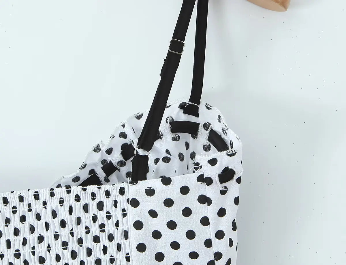 Sexy Sweet Girl Plaid Polka Dot Camis Cotton Top