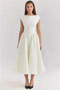 Chic Circle Cutout Back Midi Dress With Fluffy Hem