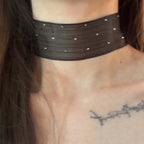 Midnight Mesh Choker Necklace With Crystal Accents For Elegant Night Out Mood And Subtle Glam