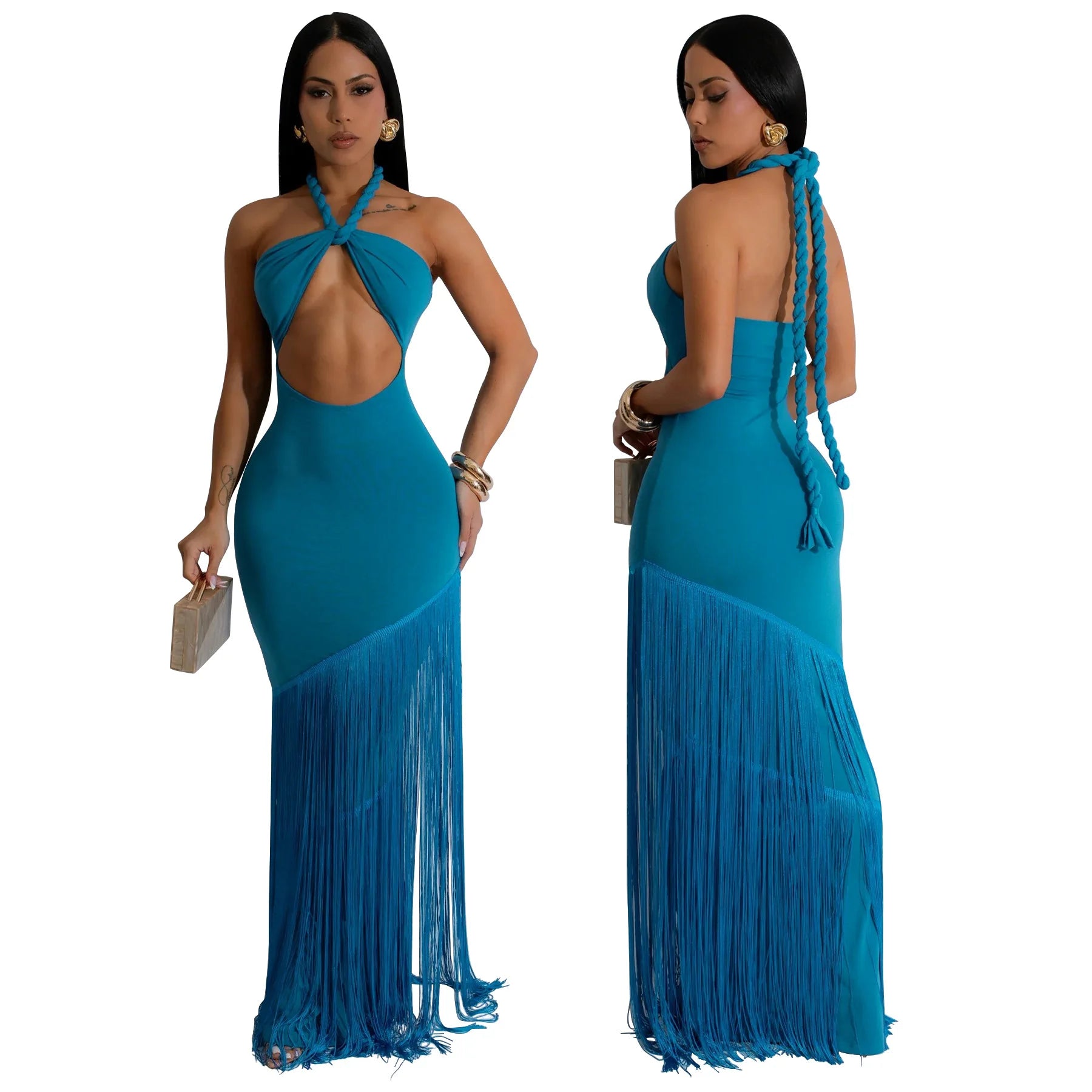 Maxi Dress Women Sleeveless Tassel Detail