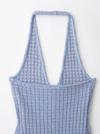Halter V Neck Backless Knit Mini Dress For Women Figure Flattering Fit