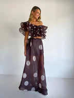 Sexy Print Asymmetrical Hem Long Skirt Set Fashionable Sleeveless Women's Polyester Fabric Casual Leisure Suit