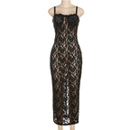 Sexy Lace Black Maxi Dress Nightclub Bodycon Silhouette