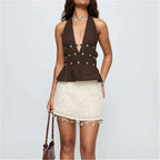 Shimmer Sequin Mini Skirt With Floral Embroidery A Line Silhouette Set