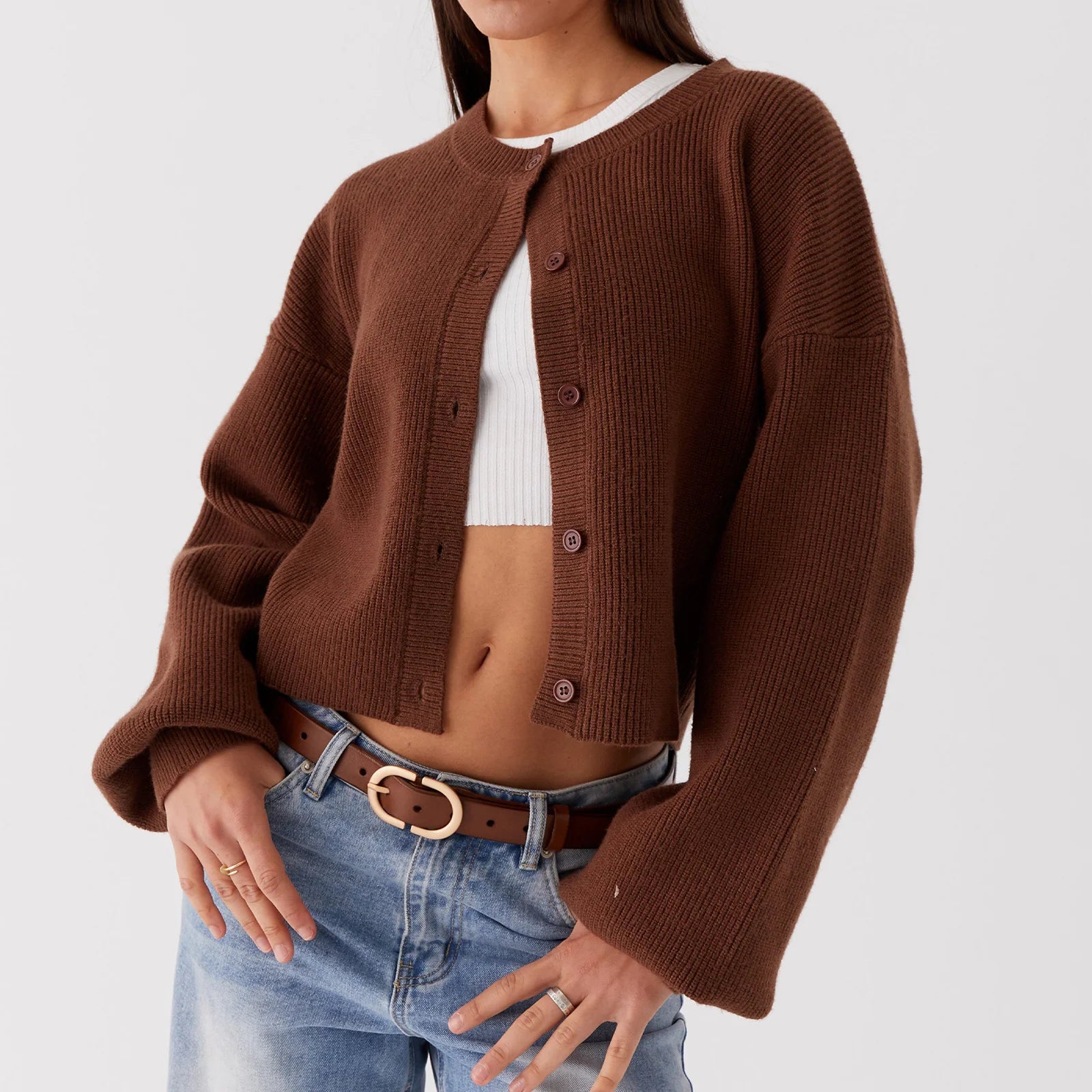 Cozy Loose Cardigan For Women With Open Stitch Knitwear