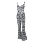 Backless Striped Jumpsuit With High Waist Flare Legs