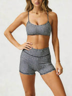 Halter Bikini Set Women Plaid Vintage Bathing Suit High Waisted Beach Shorts