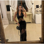Lace See Through Sling Maxi Dress Evening