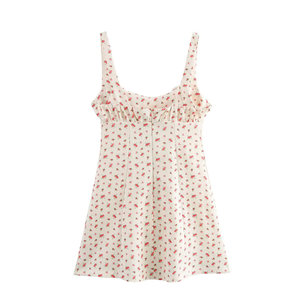 Sweet Floral Waist Slim Fit Suspender Playful Chic Mini