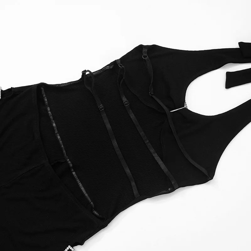 Sleek Hollow Out Halter Jumpsuit Short Romper