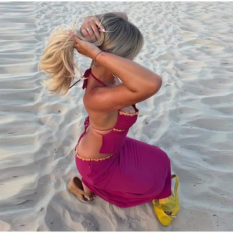Sequined Beach Two Piece Set Halter Top And Skirt