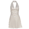 Polka Dot Halter Mini Dress With Ruched Backless Detail
