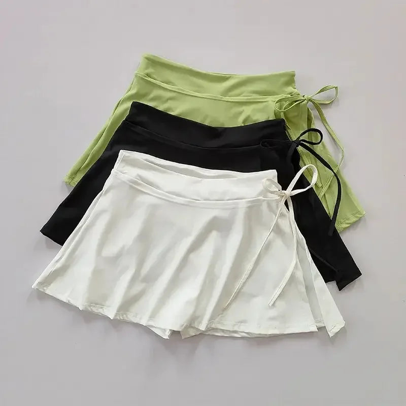 Versatile Athletic Skirt With Built In Shorts Quick Dry Fabric Side Split