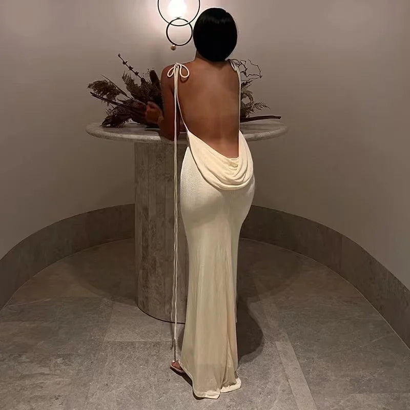 Backless Maxi Sundress With Spaghetti Straps