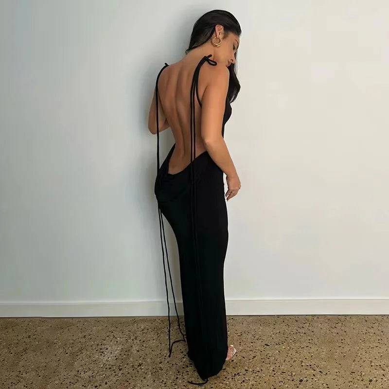 Backless Maxi Sundress With Spaghetti Straps
