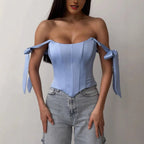 White Bandage Corset Top Bustier Women Sleeveless