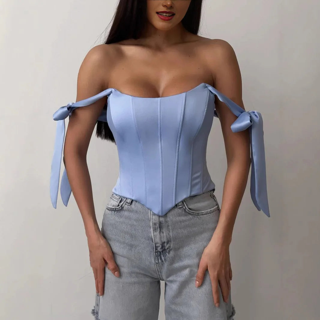 White Bandage Corset Top Bustier Women Sleeveless