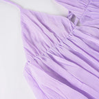 Purple Chiffon Backless Sundress With Deep V Neck A-Line Mini