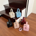 Mini Box PU Leather Crossbody Bag With Short Handle Phone Friendly Compact