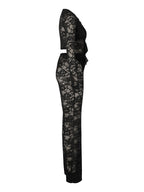 See Through Lace Set With Long Sleeve Top And Pants