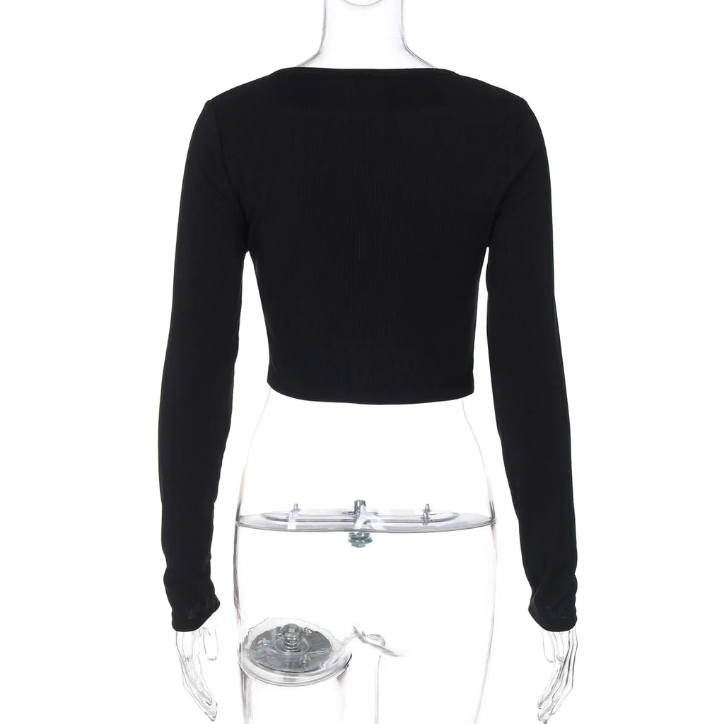 Female Cardigan Fashion Solid Long Sleeve Sexy Ribbed Casual Top