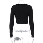 Female Cardigan Fashion Solid Long Sleeve Sexy Ribbed Casual Top