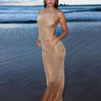 See Through Glitter Backless Dress l