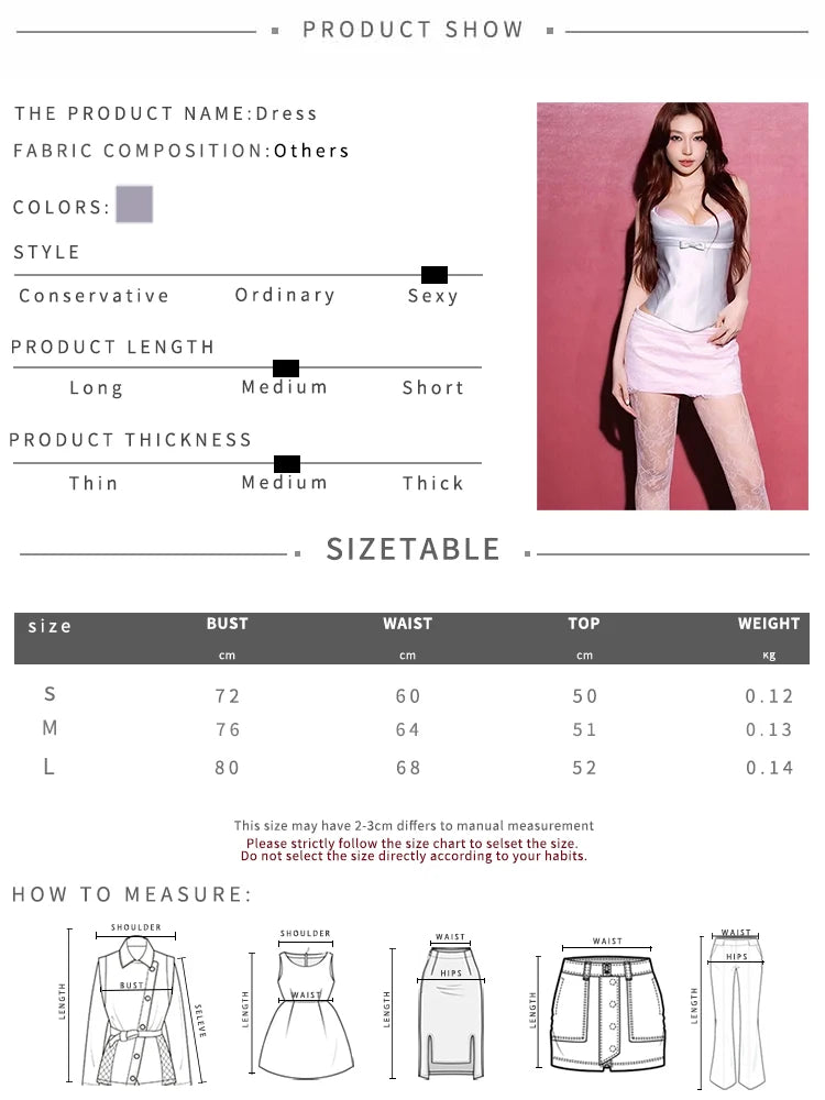 Sweet 2-Piece Set Women Patchwork Bow Decoration Low-Neck Camisole+Jacquard Mini Skirt