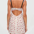 Floral Print Women Sexy Hollow Out Backless A-line Sling Mini Dress