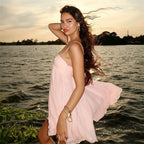 Summer Style One-line Collar Lust Chiffon Dress