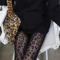 Gothic Leopard Sheer Stockings With Transparent Finish Seamless Pantyhose Edge